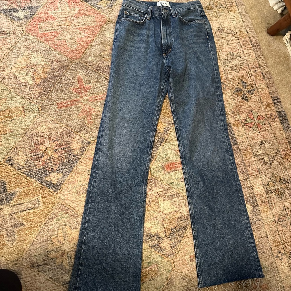 Agolde Wide Leg Raw Hem Jeans